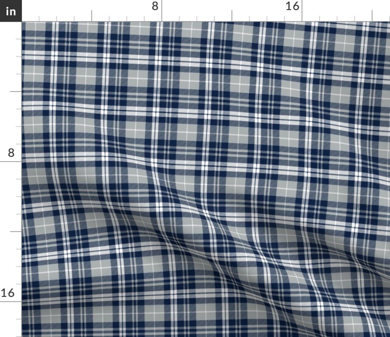 Blue Plaid Rustic Gray Navy Check Small Scale Traditional White Tartan Custom Printed Fabric by Spoonflower Various Fabrics by the Yard or Fat Quarter